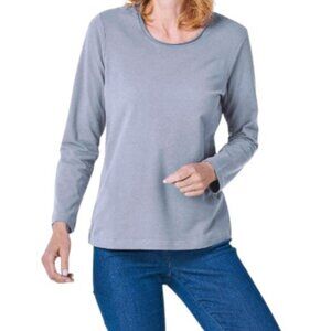 Dolcezza blue grey long sleeve crew neck shirt size S